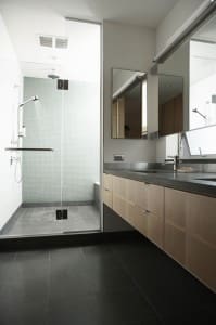 Residential Bathroom with walk in glass shower and great mirrors Residential Bathroom with walk in glass shower and great mirrors
