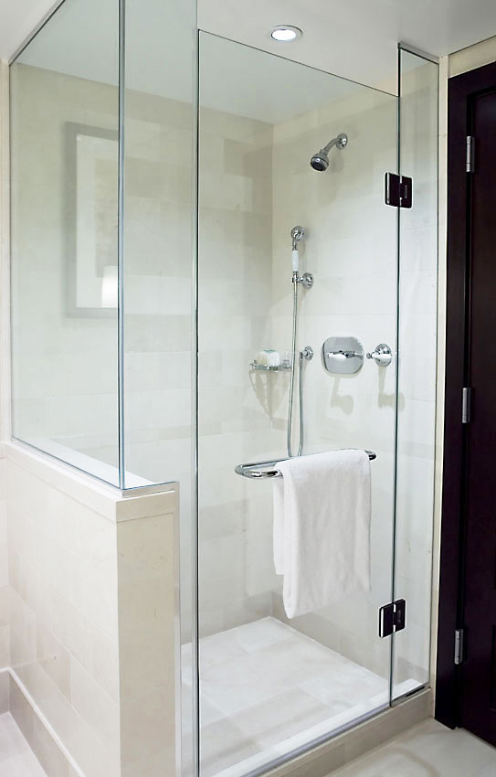 Residential glass services include shower door installation and custom shower doors. 