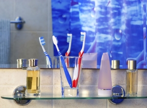 Glass Shelf in Bathroom