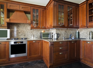 New Kitchen with Glass Cabinetry